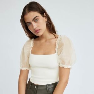 NWT Aritzia Wilfred Sheer Sleeve Top